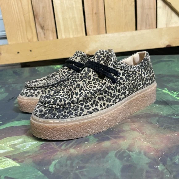 Hush Puppies Womens Sz 6.5 Bridget Animal print Leopard Suede Platform Sneakers - Picture 7 of 12